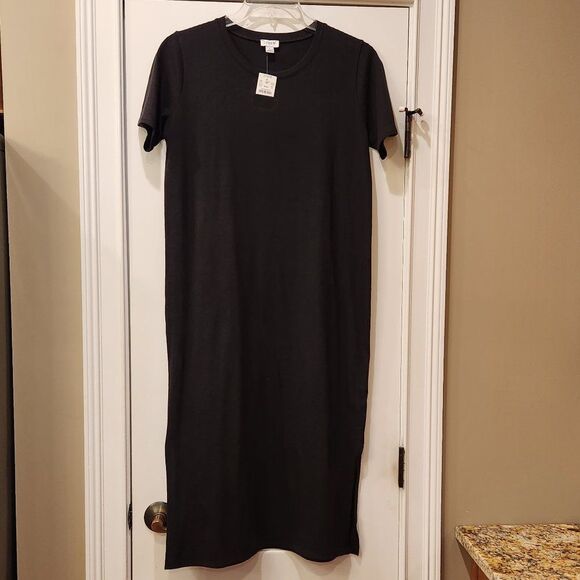 J. Crew NWT T-Shirt Dress Black  Short Sleeve Sz S - Picture 1 of 3